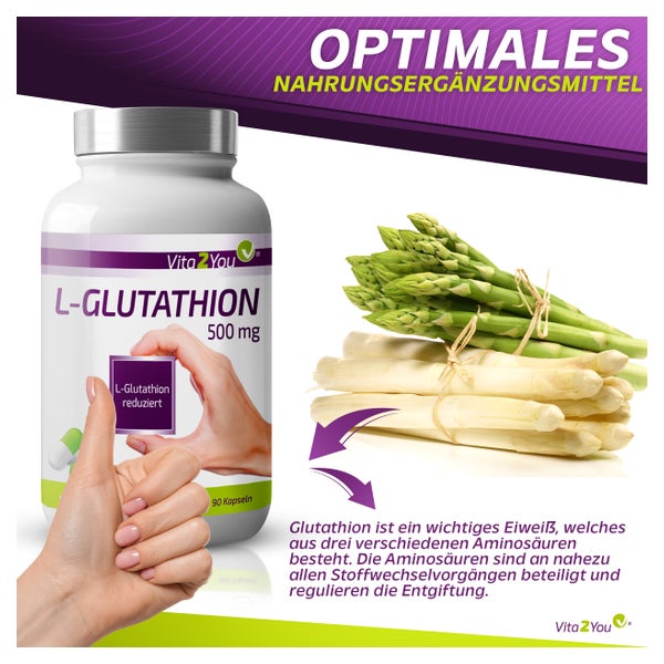 Vita2You L-Glutathion 500mg Kapseln - Aminosäure 90 St online kaufen