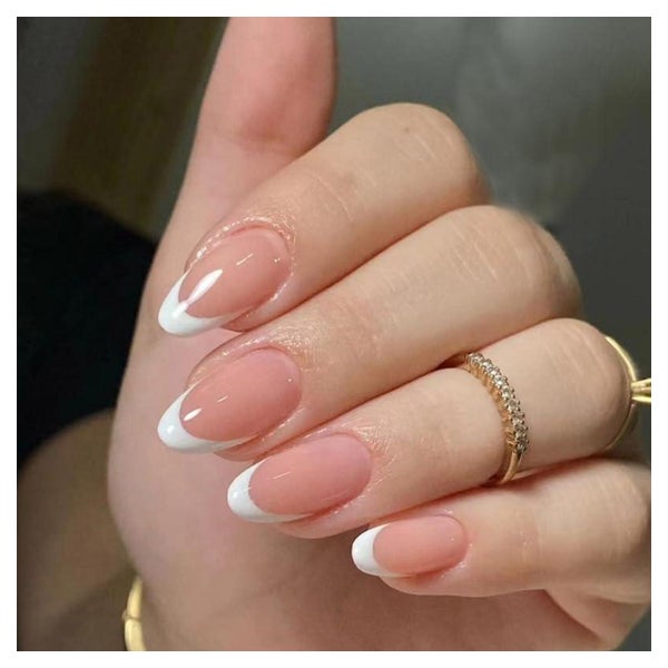 Kunstnägel 24 Stück Weiß Kurz Oval French Glossy 11white&amp 1 St
