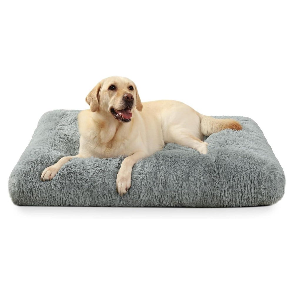 Hundebett 90x60cm Waschbar Plüsch Rutschfest Grau L 90 x B 6 1 St