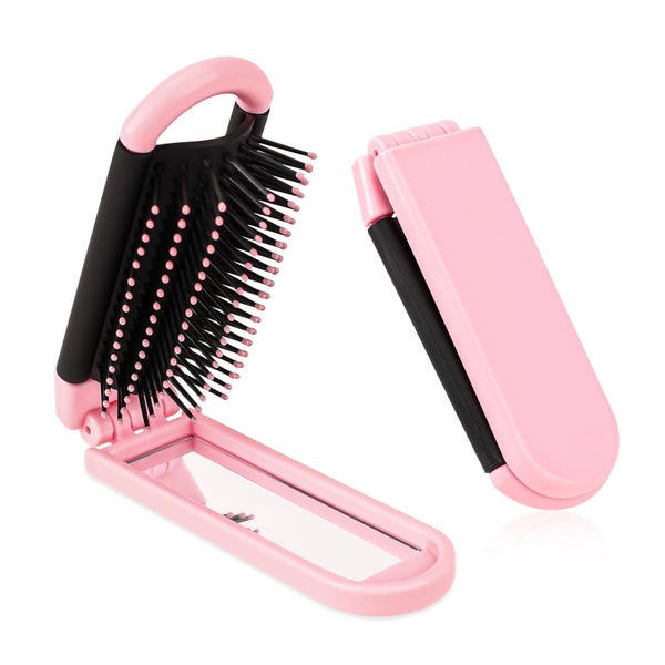 Reisehaarbürste mit Spiegel Mini Pocket Massagekamm Rosa Haa 1 St