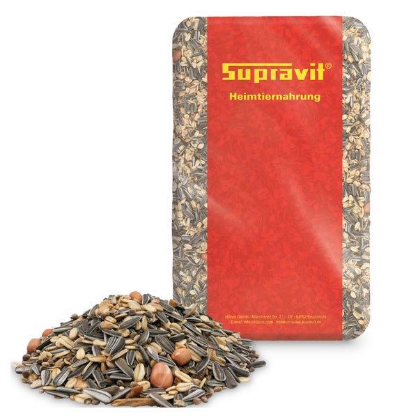 Supravit Winterfutter | Streufutter für Wildvögel mit Sonnenblumenkerne, Erdnüsse, Hanfsamen, Rosinen & mehr | energiereiches Wildvogelfutter im Winter 1 kg