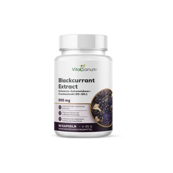 VitaSanum® Schwarze-Johannisbeer-Fruchtextrakt 20–30:1 500 mg pro Tagesportion (1 Kapsel) 90 St