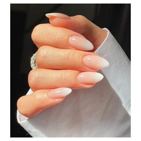 24x Gradient Oval Nägel Weiß Gel Kurz Press on Nails Mandel 1 St
