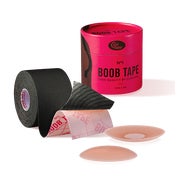 CureTape® Boob Tape Schwarz mit 2 Silikon Brustwarenpflaster 5 m