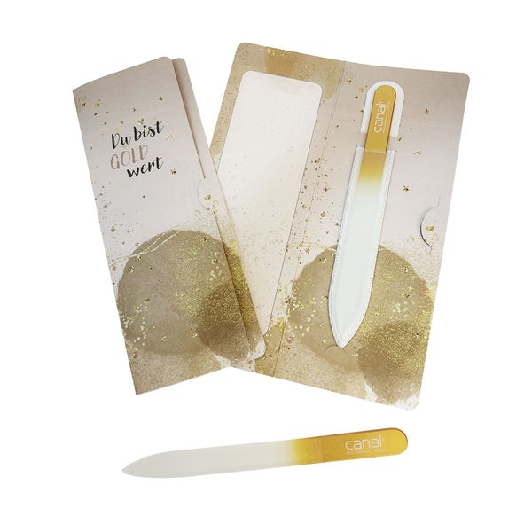 Glasnagelfeile gold "Du bist gold wert" - Geschenk 1 St