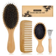 4PCS Bambus Haarbürste Wildschweinborsten Professionelle Pad 1 St