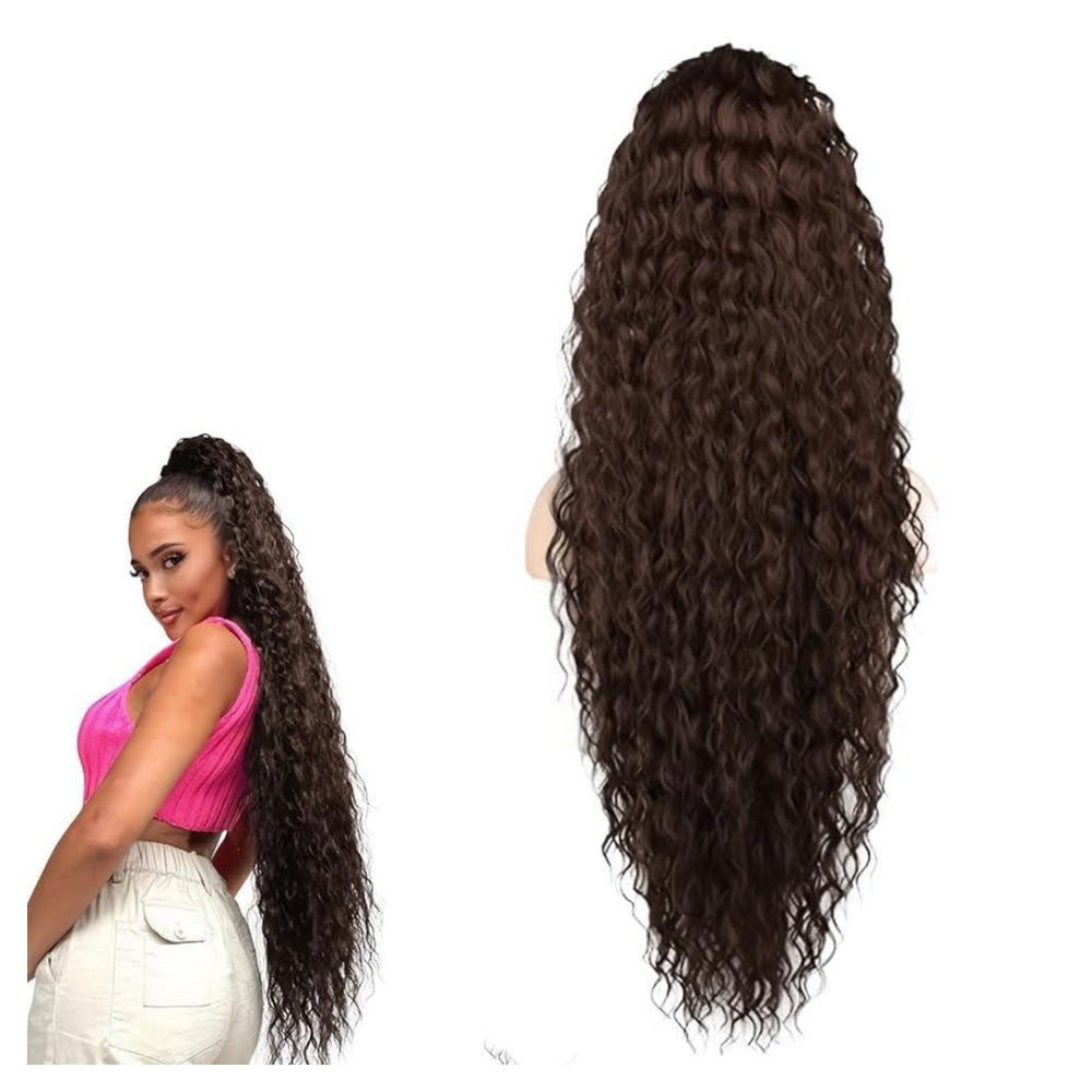 Pferdeschwanz Clip Haarverlängerung gewellt 90cm Dark Brown 1 St
