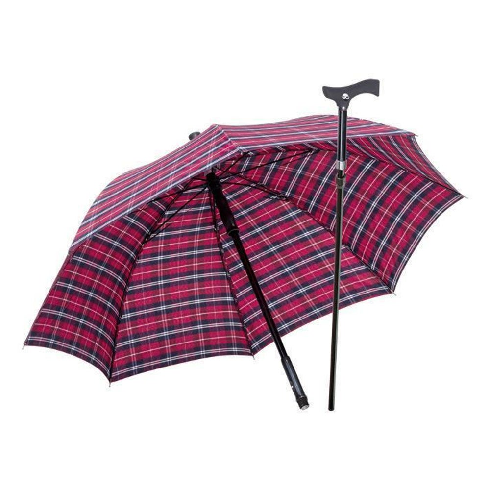 Stockschirm Regenschirm eingebauter Gehstock rot-blau klein 1 St