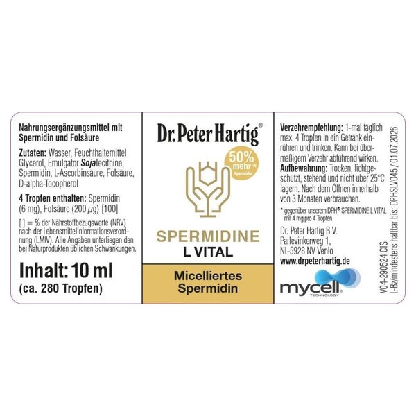 Dr. Peter Hartig Spermidine L Vital 6 mg Hochdosiert 10 ml