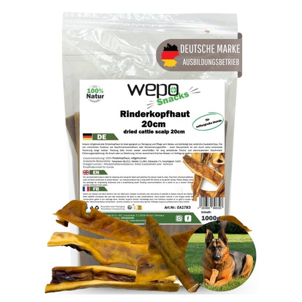 WEPO Rinderkopfhaut 20cm - Hunde Leckerlis 1 kg