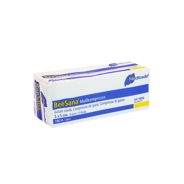 Meditrade BeeSana Mullkompresse unsteril, 8-fach, 5 x 5 cm 100 P