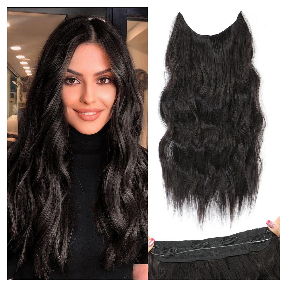 Haarverlängerung Clips Extensions gewellt 50.8cm Reines Schw 1 St