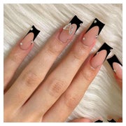 Press On Nails 24Pcs Coffin French Tips Rhinestone Butterfly 1 St