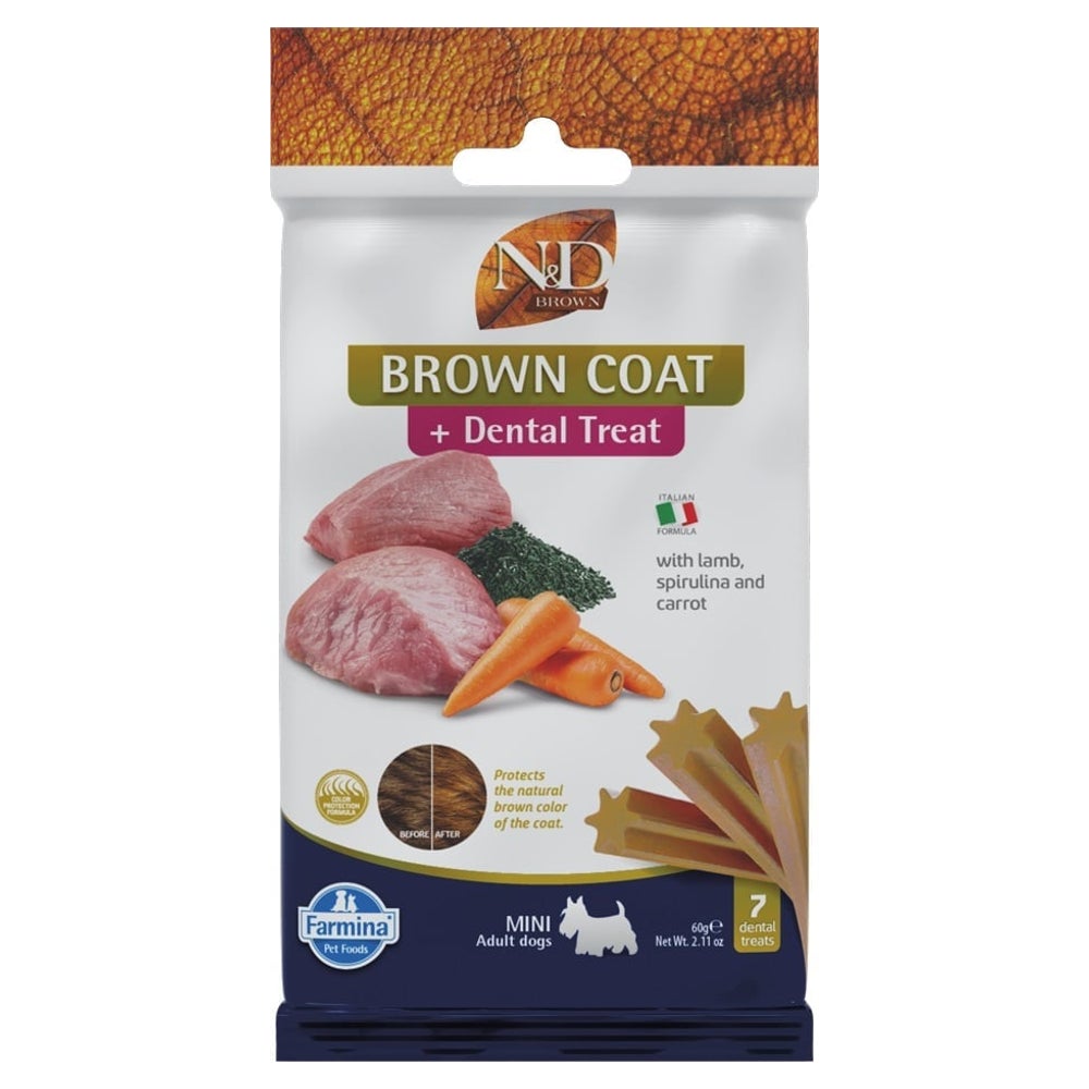 FARMINA N&D Brown Dental Treat Coat Lamb Mini (7 szt) Zahnpflege-Leckerli für kleine Hunderassen 0,06 kg
