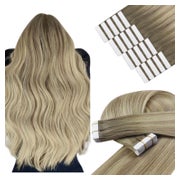 Tape Extensions Echthaar Blond Aschblond Ombre 60 cm 2-Tape- 1 St