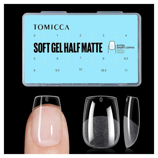 Nageltips Ballerina Coffin Nägel Gel 510 Stück 15 Ultra kurz 1 St