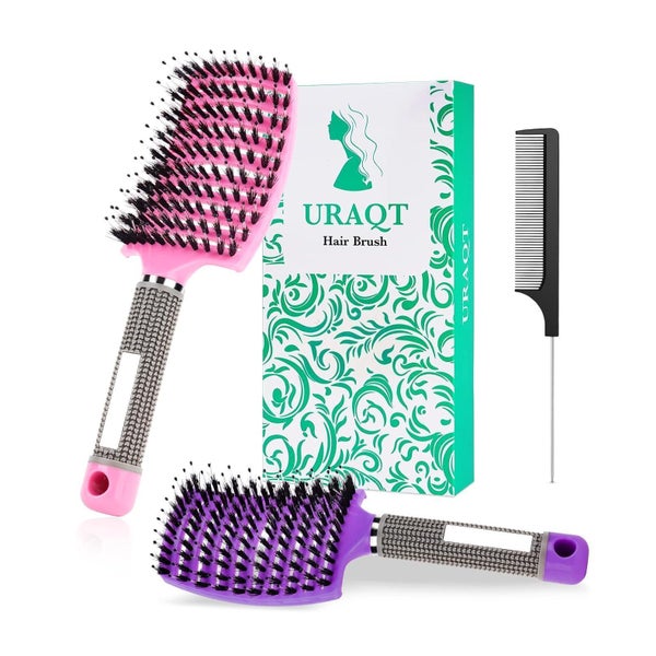 URAQT Profi Haarbürste Entwirrungsbürste mit Griff Wildschwe 1 St