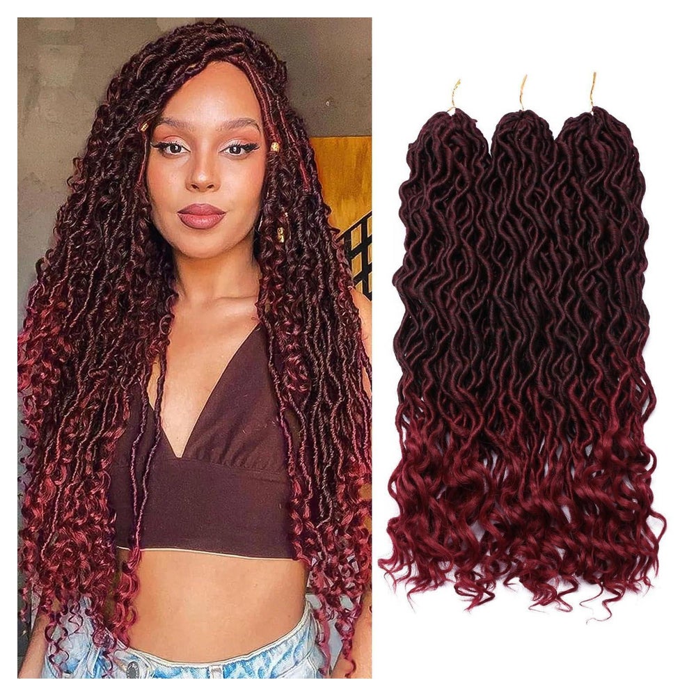 Haarverlängerung Faux Locs Häkeln 3 Bündel Schwarz bis Burgu 1 St