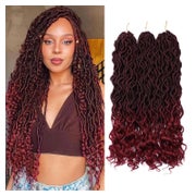 Haarverlängerung Faux Locs Häkeln 3 Bündel Schwarz bis Burgu 1 St