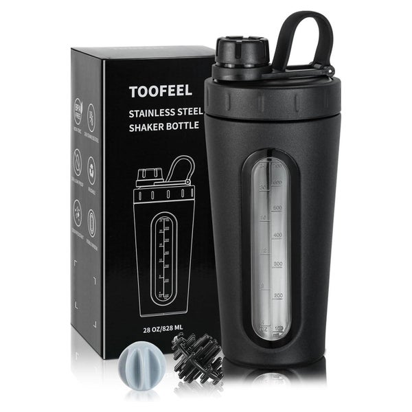 TOOFEEL Edelstahl Shaker Flasche 28 oz Metall Protein Shaker 1 St