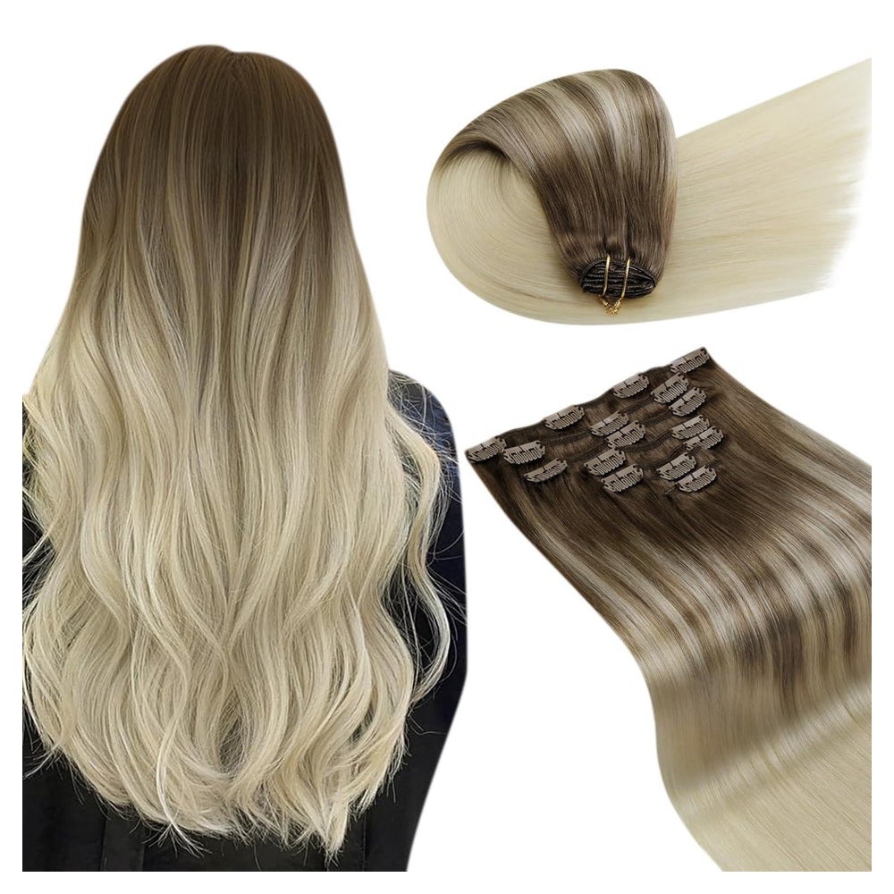 Clip In Extensions Echthaar 50cm Ombre Braun 50cm-7PCS 2.7#b 1 St