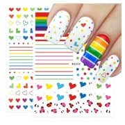 Nagelsticker 8 Blatt selbstklebend Regenbogenherzen Nail Art 1 St