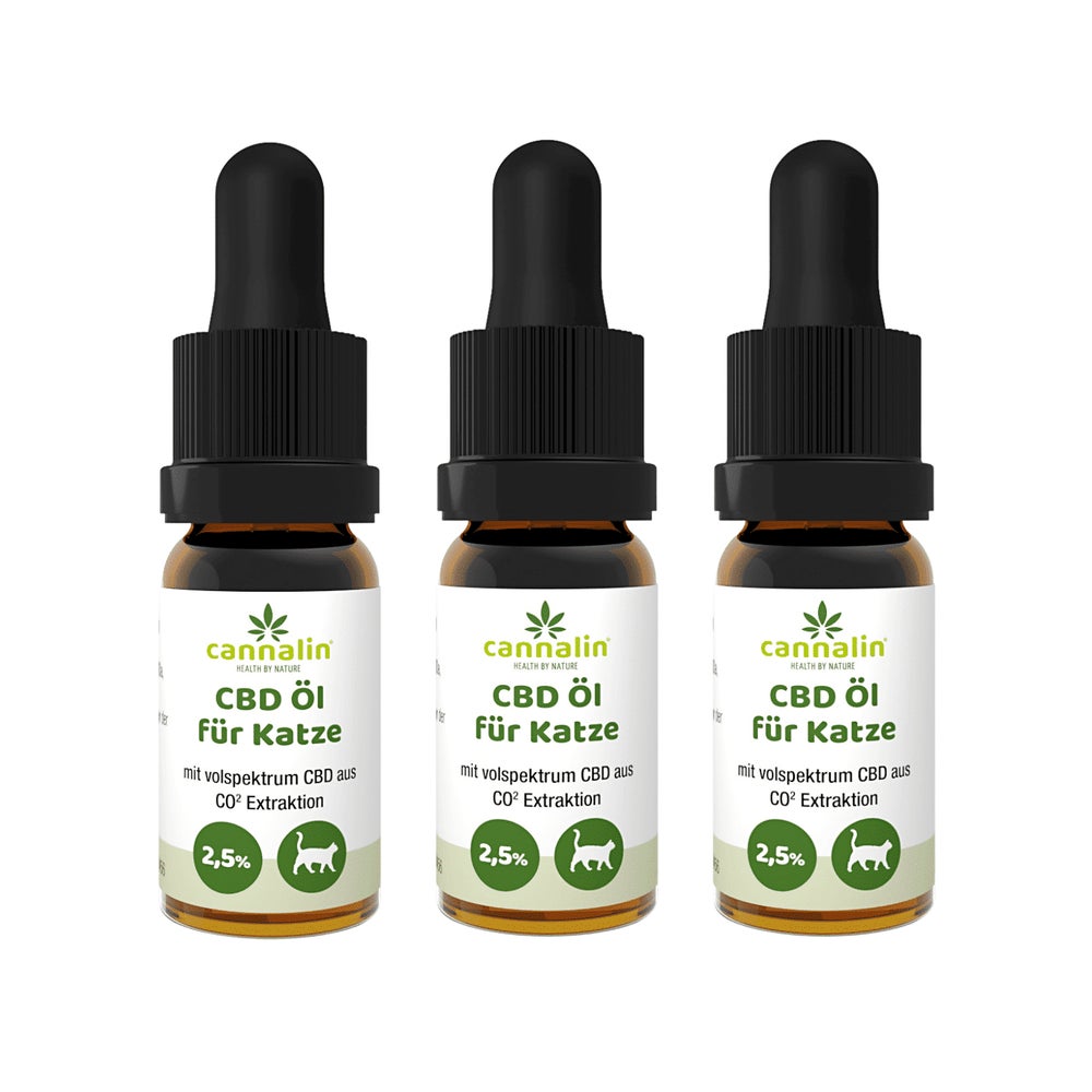Cannalin - 3x CBD Öl für Katze mit Lachsöl - 2.5% 3x10 ml