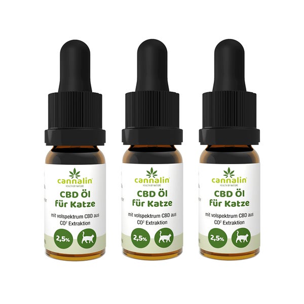 Cannalin - 3x CBD Öl für Katze mit Lachsöl - 2.5% 3x10 ml