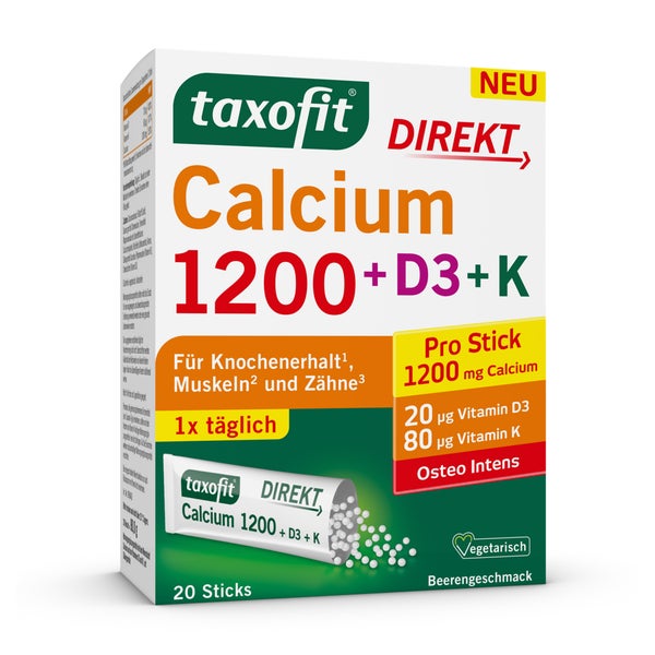 Taxofit Calcium 1200+d3+k Direkt Sticks 20 St