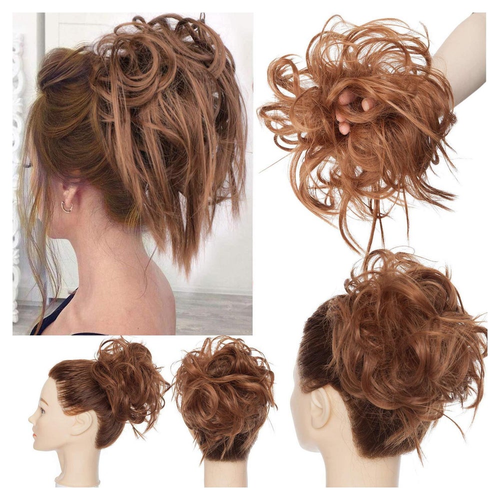 Haarteil Dutt Haargummi Struppige Haarknoten Helles Kastanie 1 St