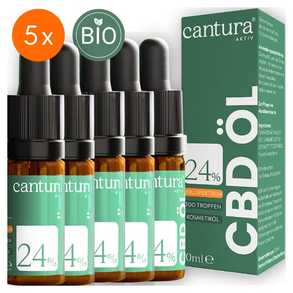 5er Pack 24% CBD-Öl Cantura® Aktiv: 300 Tropfen Cannabis 5 x 10 ml