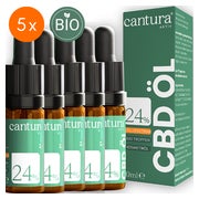 Produktabbildung: 5er Pack 24% CBD-Öl Cantura® Aktiv: 300 Tropfen Cannabis 5 x 10 ml