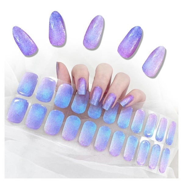 Nagelfolie UV halbgehärtet selbstklebend 22 himmelblau Frenc 1 St