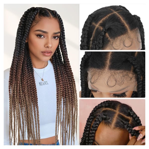 Perücke Box Braids knotenlose Vollspitzen 81 cm large square 1 St