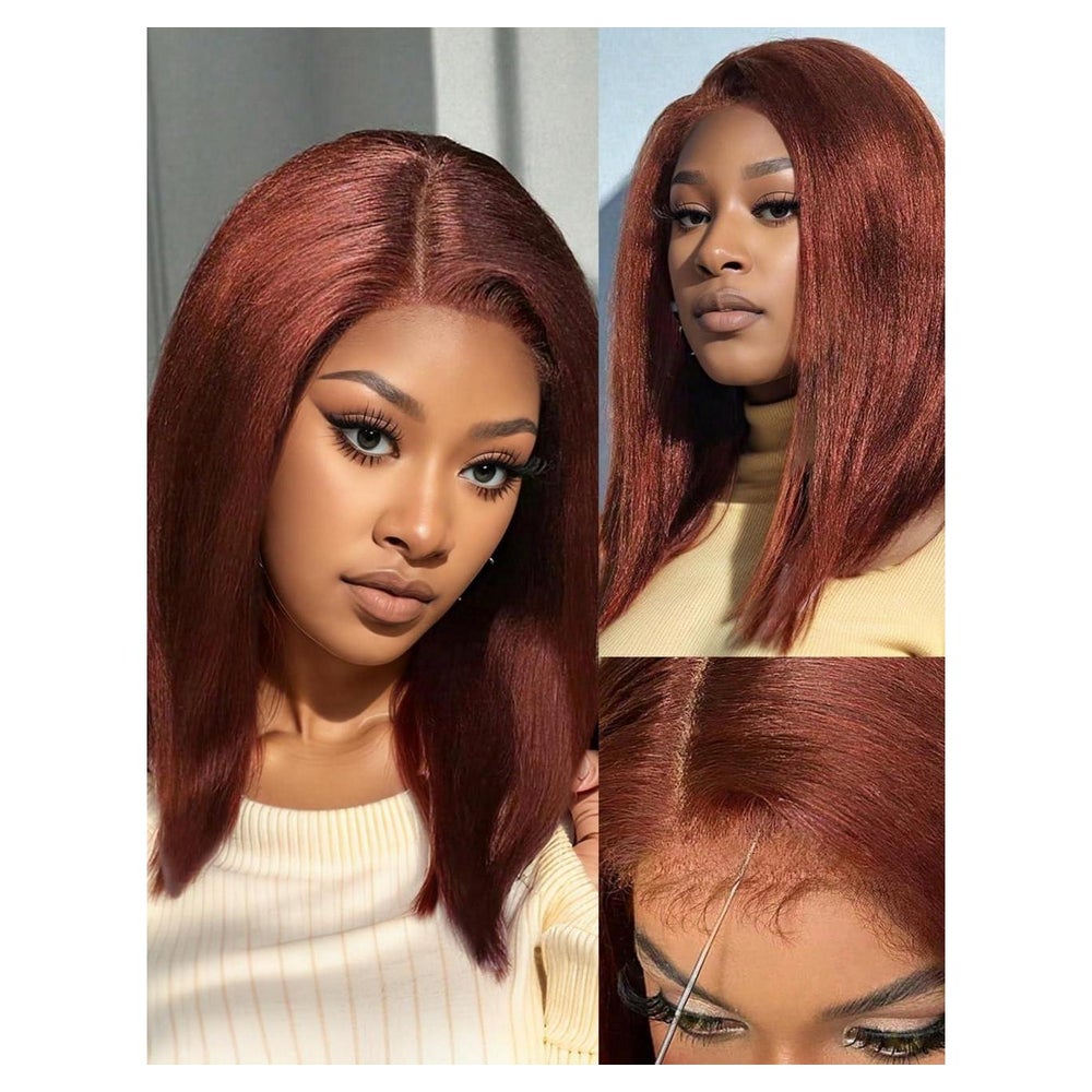 Perücke Bob Lace Front Human Hair Glueless Kinky Straight 45 1 St