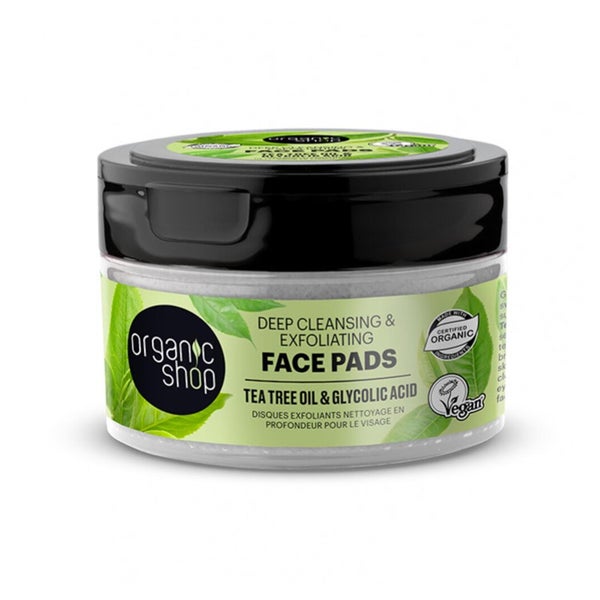 Organic Shop Tea Tree Discos Faciales Exfoliantes Oil Deep Cleansing 20un