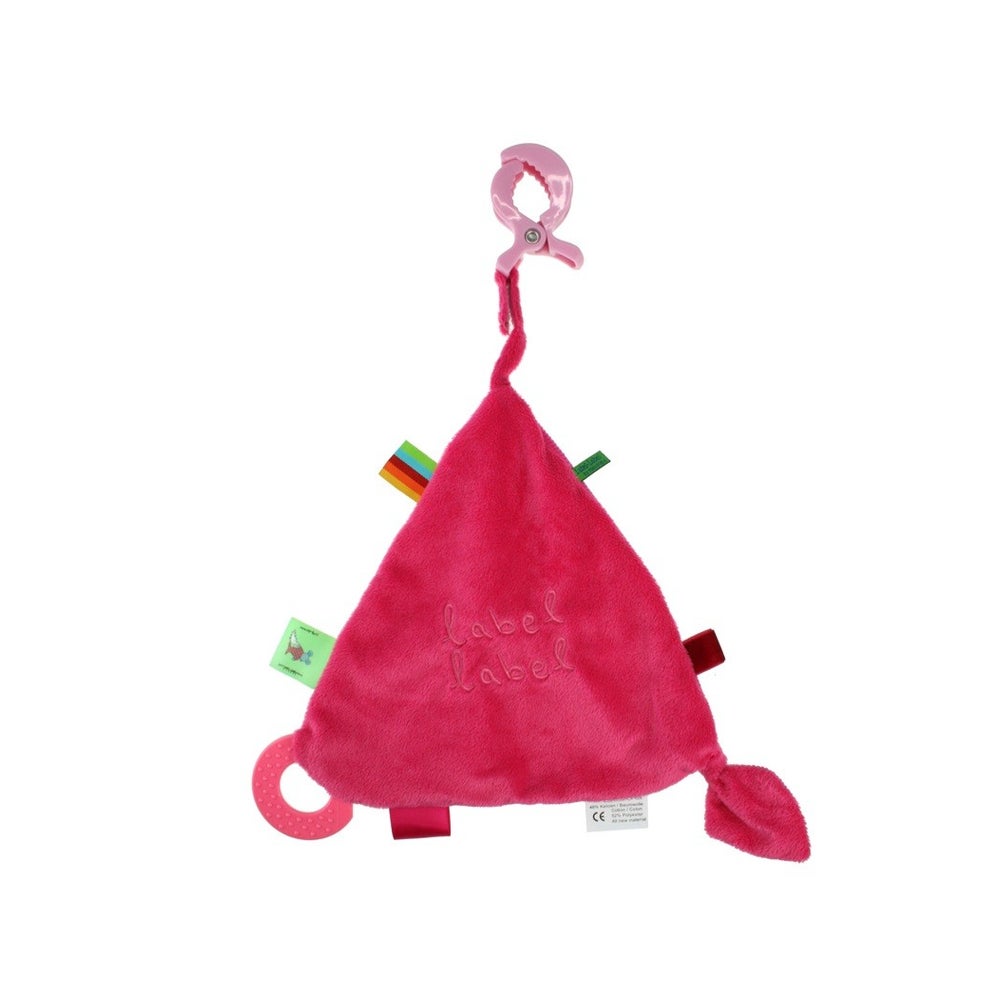 Label-Label Dreieck Knistertuch / Rascheltuch / Babyspielzeug mit Etiketten, Beißring + Klammer 1 St