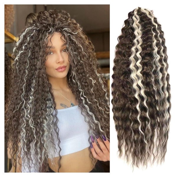 Häkelzöpfe 22 Zoll Crochet Braids OceanWave Dunkelbraun mit 1 St