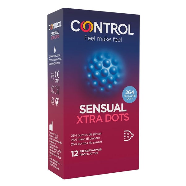Sensual Xtra Dots – 12 Noppenkondome, 53 mm Breite (12 Kondome) 12 St