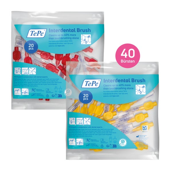 TePe Interdentalbürsten 2er Set, Rot + Gelb 40 St