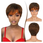 Echthaarperücke Pixie Cut geschichtet schwarze Frauen 244 4 1 St