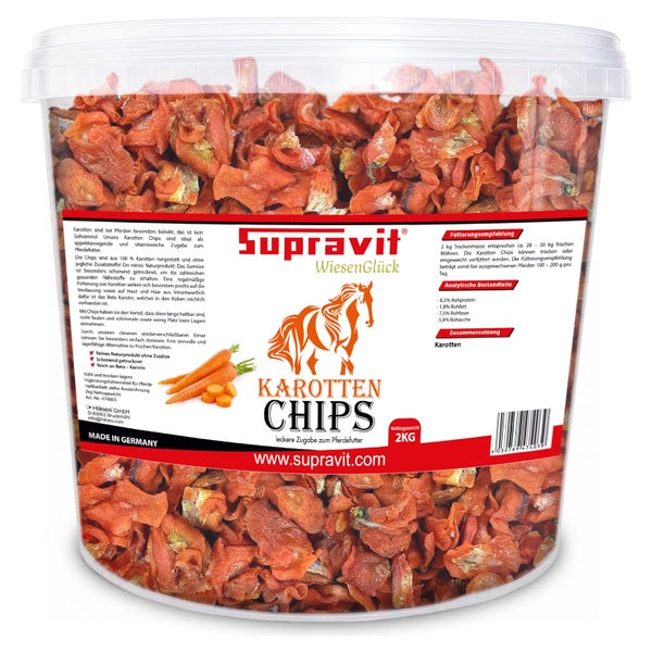 Supravit Karottenchips für Pferde - 2kg Eimer Pferdeleckerlis 2 kg
