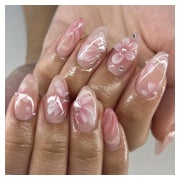 Press On Nails Kurz Mandel Nude 3D Blumen Strass AKD37 1 St