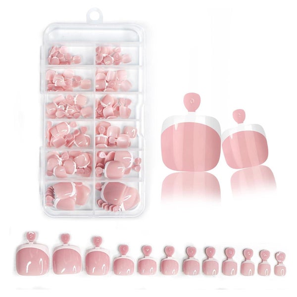 Künstliche Zehennägel 120 Stück rosa kurze quadratische mit 1 St