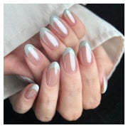 Nägel Press On Chrome Glitzer Weiß French Kurz Glasiert Fren 1 St