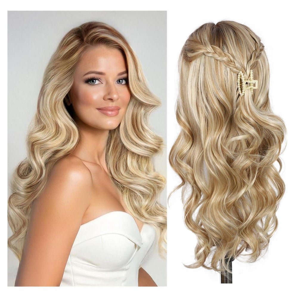 Perücke blond Lace Front 13x4 Körperwelle 22inch Mix Blond 1 St