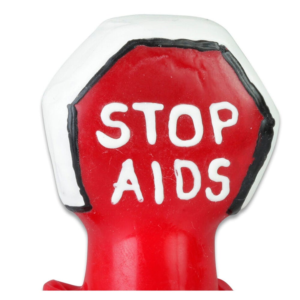 Scherzkondom «Stop AIDS» – handbemaltes Statement-Motiv (1 Stück) 1 St