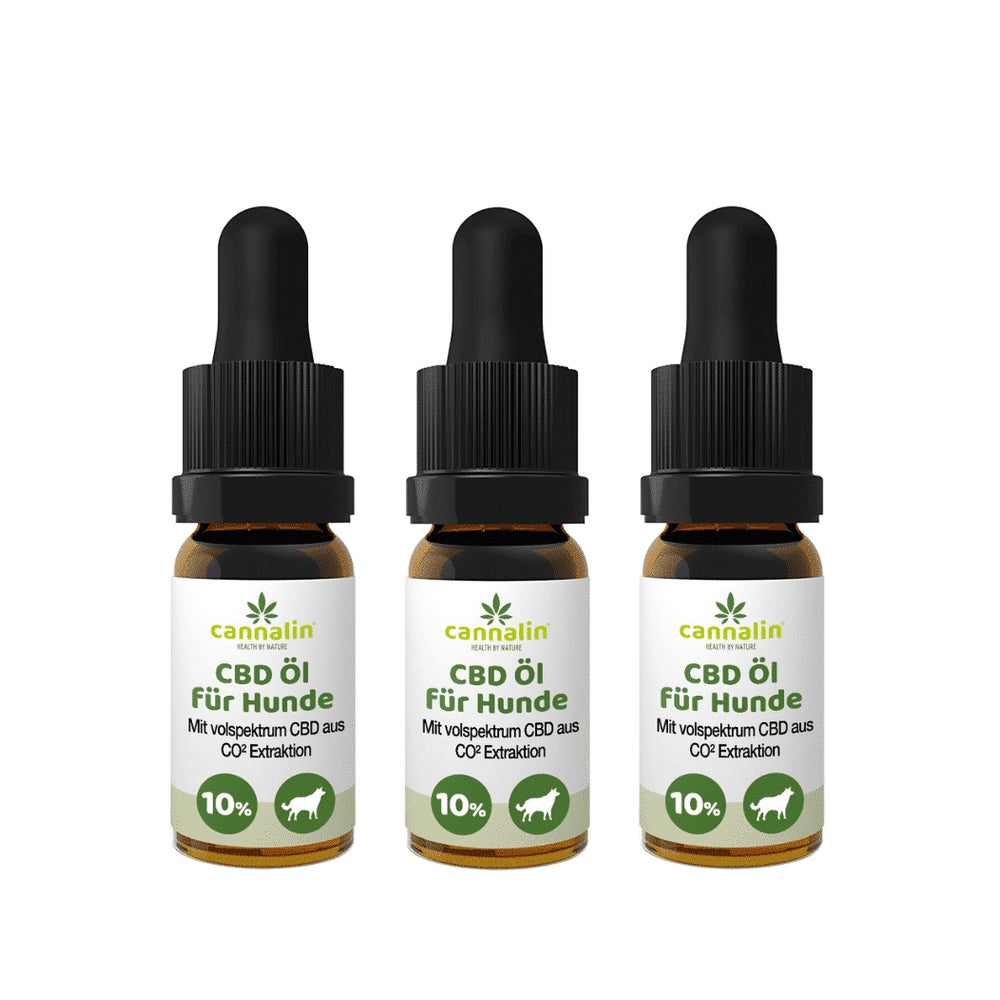 Cannalin - 3x CBD Öl für Hunde mit Lachsöl - 10% 3x10 ml