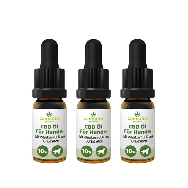 Cannalin - 3x CBD Öl für Hunde mit Lachsöl - 10% 3x10 ml