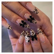 Künstliche Fingernägel Kurz French Leopard 3D Schleife AK8 1 St
